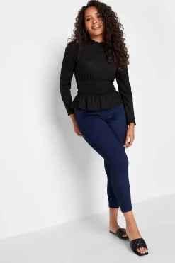 M&Co Womens Black High Frill Neck Blouse>Women Long Sleeve Tops