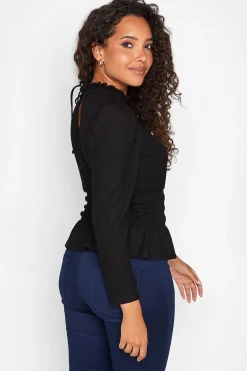M&Co Womens Black High Frill Neck Blouse><noscript><img width=