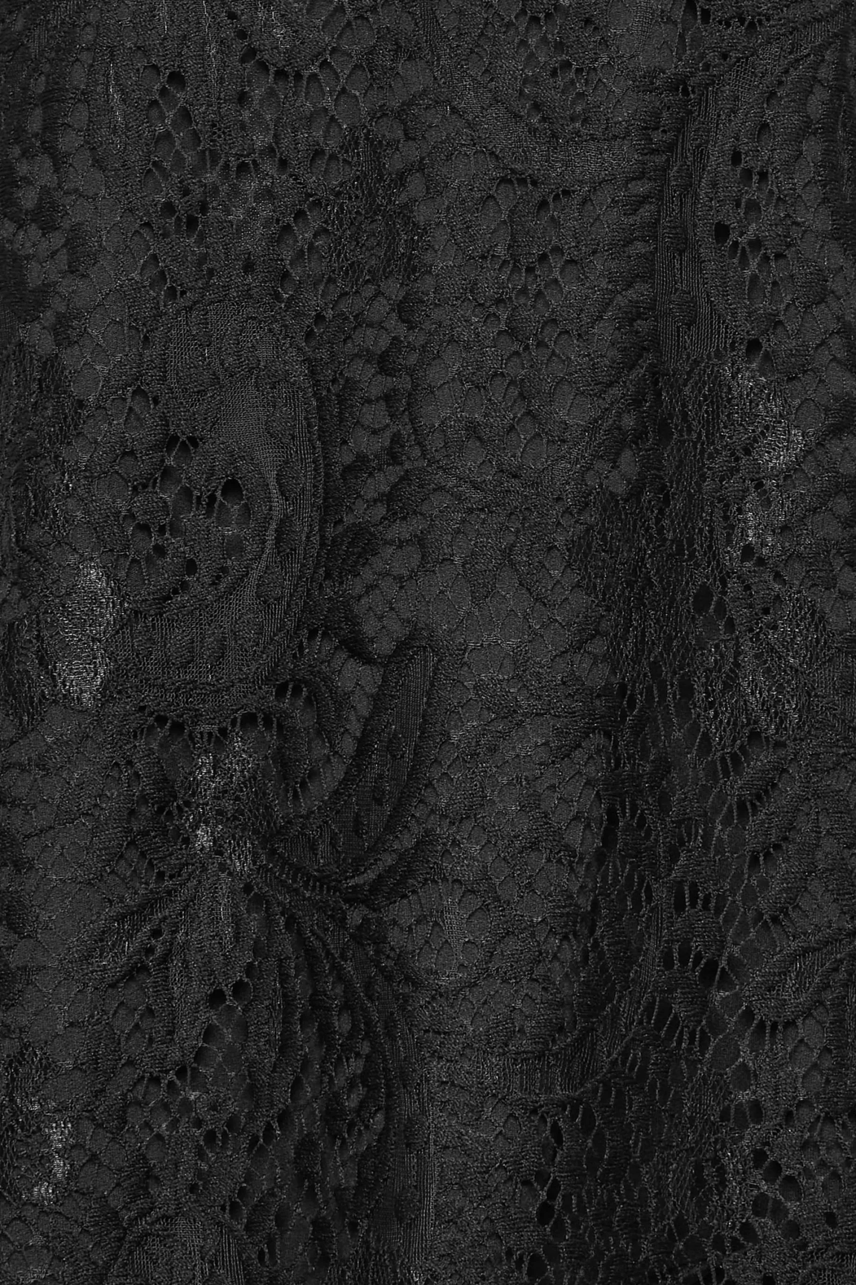 M&Co Womens Black Lace Puff Sleeve Blouse>Women Blouses