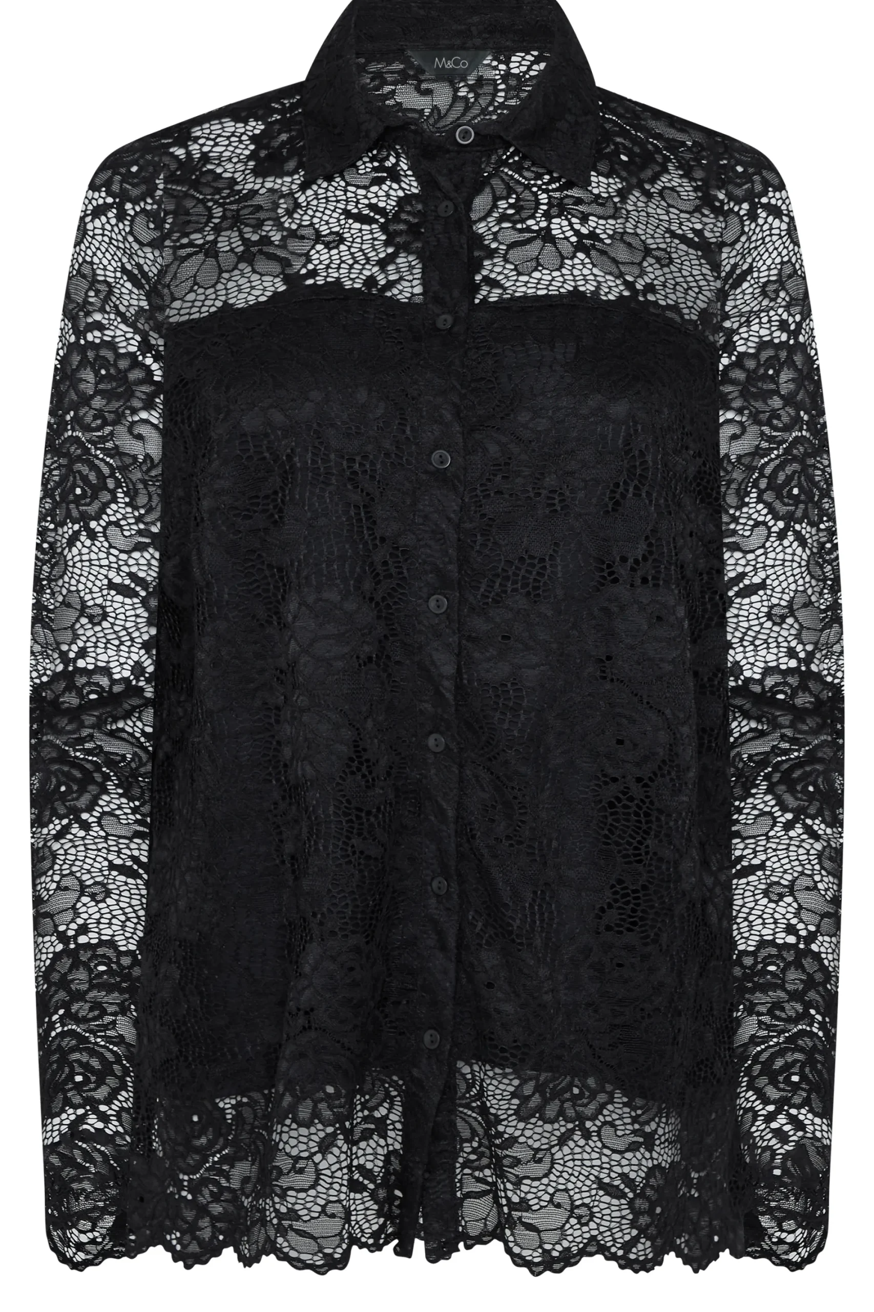 M&Co Womens Black Lace Shirt>Women Shirts