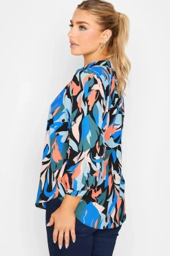 M&Co Womens Black Leaf Print Half Placket Shirt><noscript><img width=