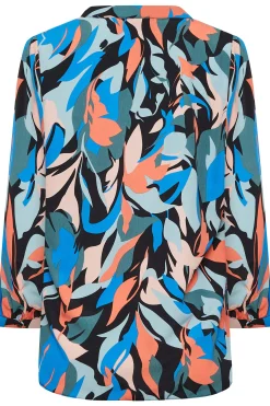 M&Co Womens Black Leaf Print Half Placket Shirt><noscript><img width=