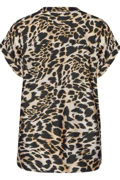 M&Co Womens Black Leopard Print Short Sleeve Shirt><noscript><img width=
