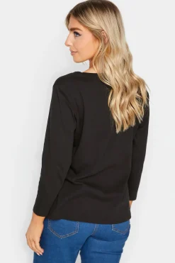M&Co Womens Black Long Sleeve Cotton Blend Top><noscript><img width=