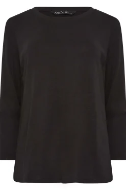 M&Co Womens Black Long Sleeve Cotton Blend Top><noscript><img width=