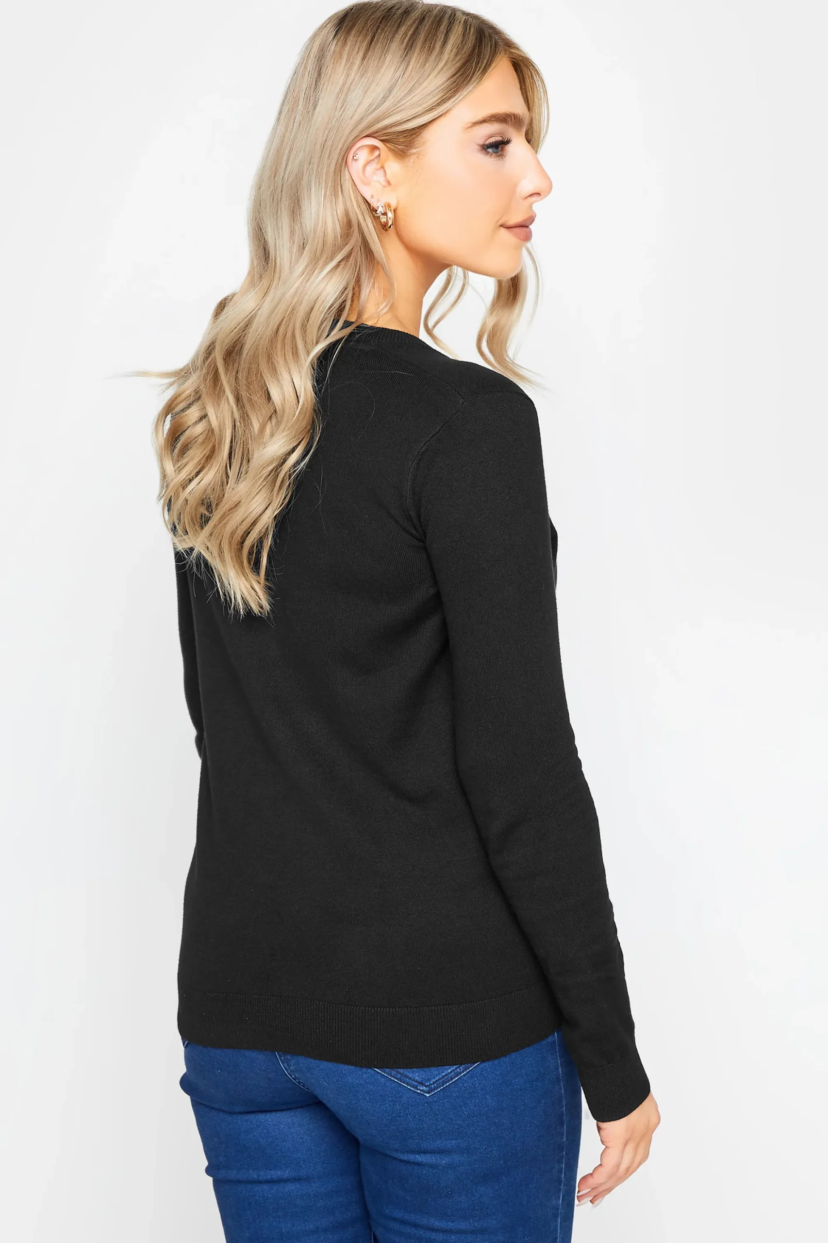 M&Co Womens Black Long Sleeve Knit Jumper>Women Long Sleeve Tops