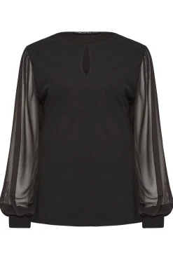 M&Co Womens Black Mesh Long Sleeve Top>Women Long Sleeve Tops