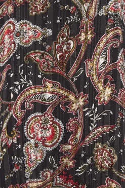 M&Co Womens Black Paisley Print Angel Sleeve Blouse><noscript><img width=