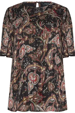 M&Co Womens Black Paisley Print Angel Sleeve Blouse><noscript><img width=