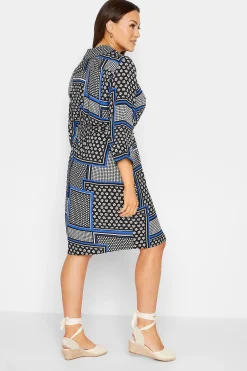 M&Co Womens Black Patchwork Print Belted Tunic Shirt Dress><noscript><img width=
