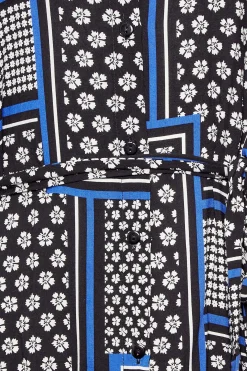 M&Co Womens Black Patchwork Print Belted Tunic Shirt Dress><noscript><img width=