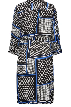 M&Co Womens Black Patchwork Print Belted Tunic Shirt Dress><noscript><img width=