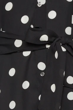 M&Co Womens Black Polka Dot Tie Belt Shirt><noscript><img width=