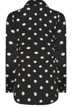 M&Co Womens Black Polka Dot Tie Belt Shirt><noscript><img width=