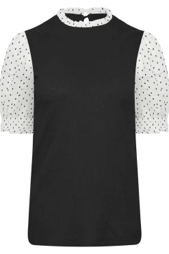 M&Co Womens Black Polka Dot Sleeve Blouse><noscript><img width=
