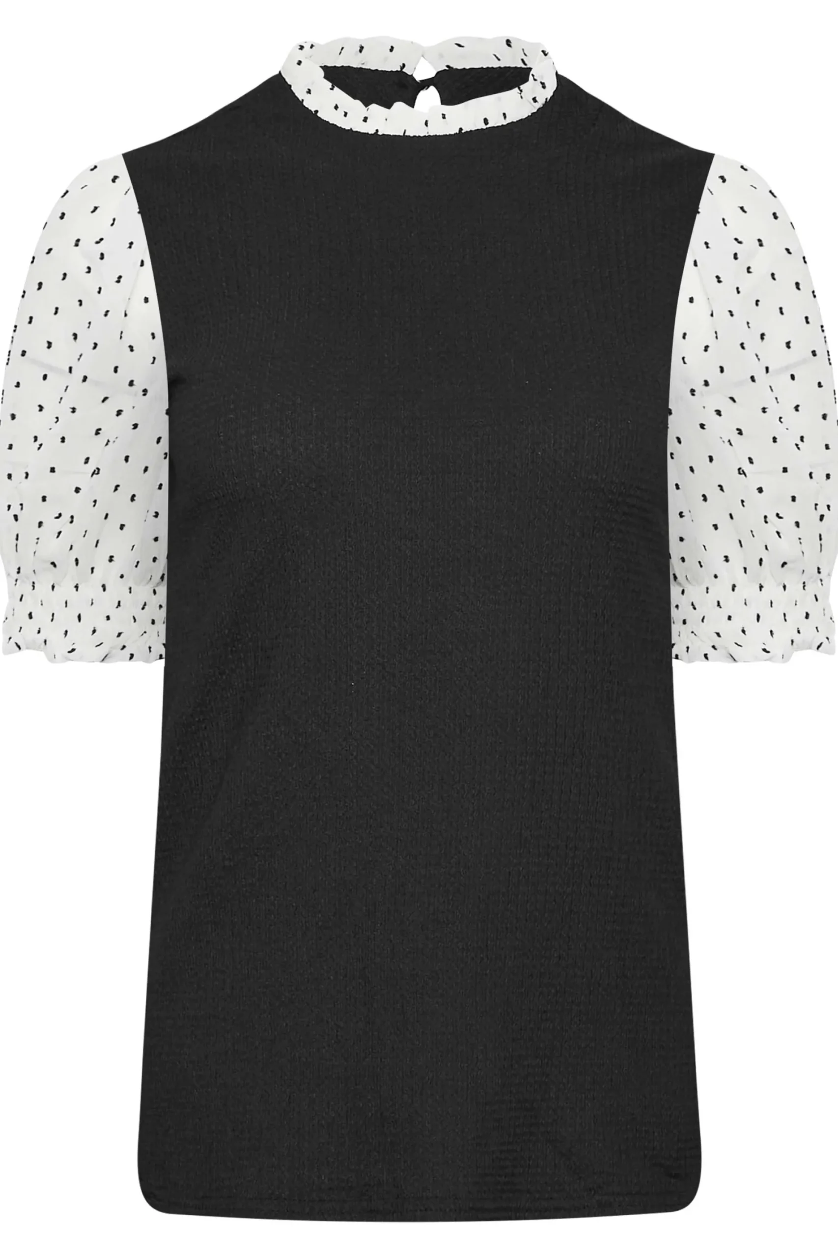 M&Co Womens Black Polka Dot Sleeve Blouse>Women Short Sleeve Tops