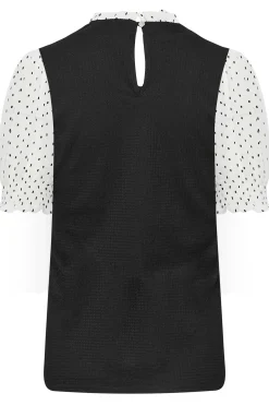 M&Co Womens Black Polka Dot Sleeve Blouse><noscript><img width=