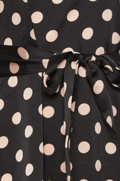 M&Co Womens Black Polka Dot Print High Neck Tunic Blouse><noscript><img width=