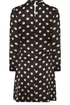 M&Co Womens Black Polka Dot Print High Neck Tunic Blouse><noscript><img width=
