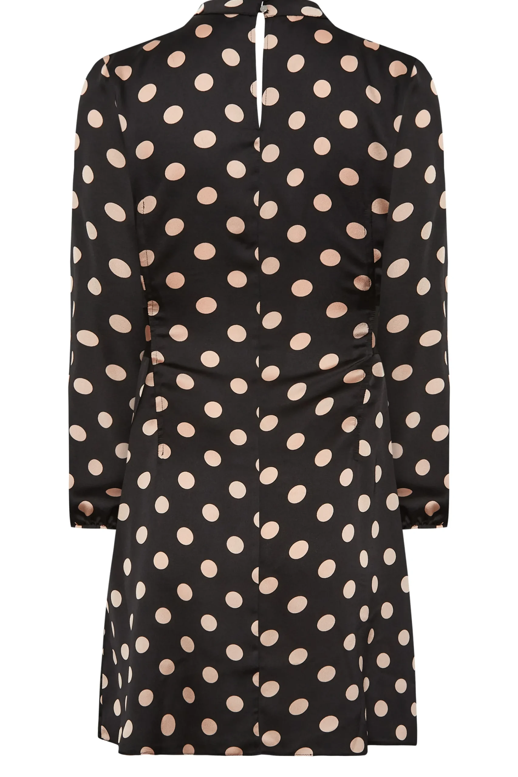 M&Co Womens Black Polka Dot Print High Neck Tunic Blouse>Women Long Sleeve Tops
