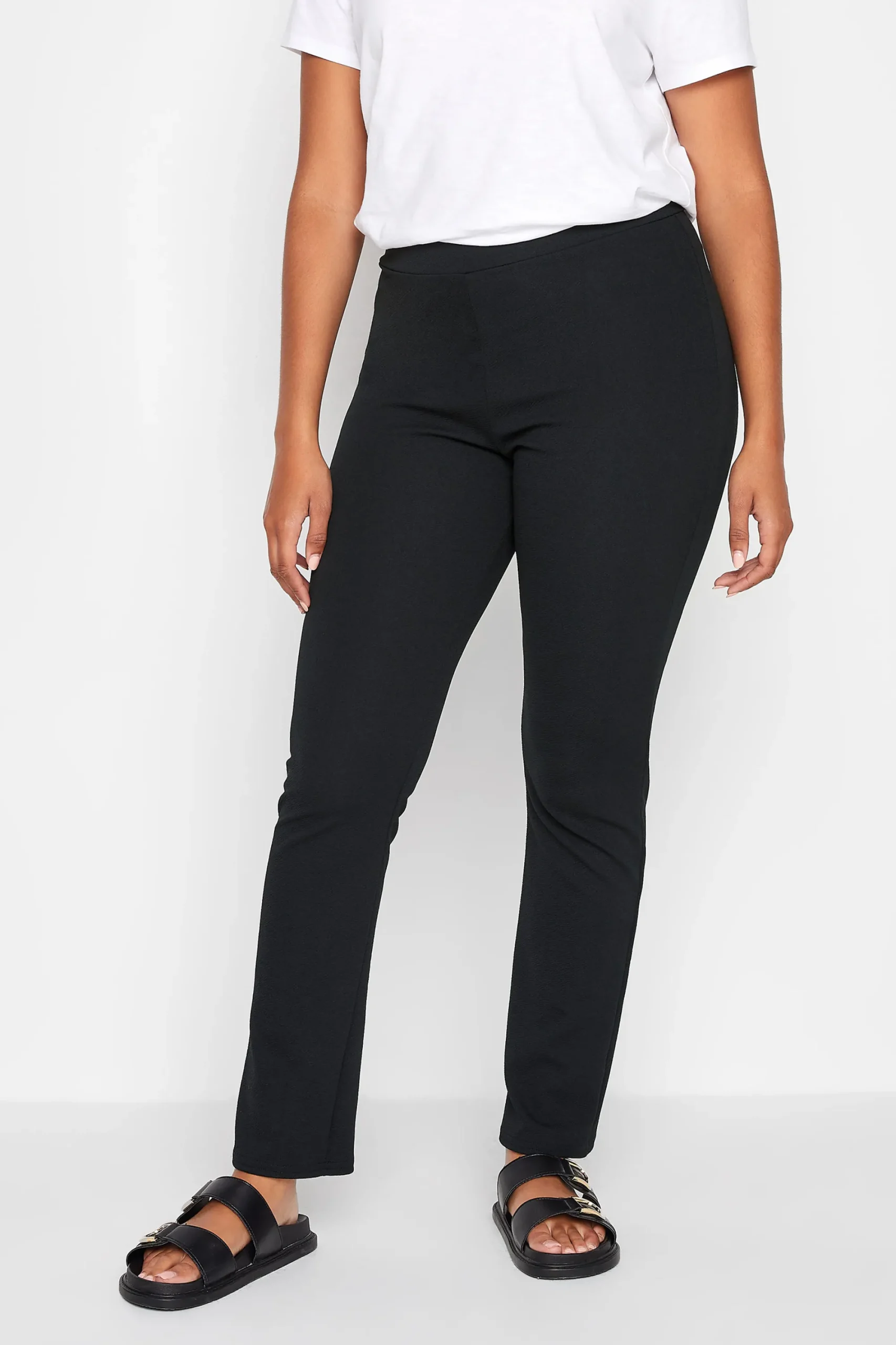 M&Co Womens Black Pull-On Slim Leg Trousers>Women Trousers