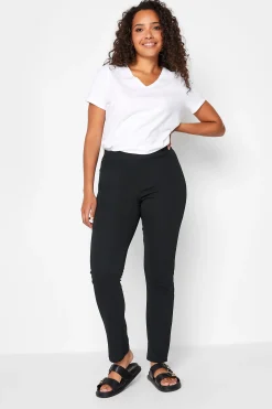 M&Co Womens Black Pull-On Slim Leg Trousers>Women Trousers