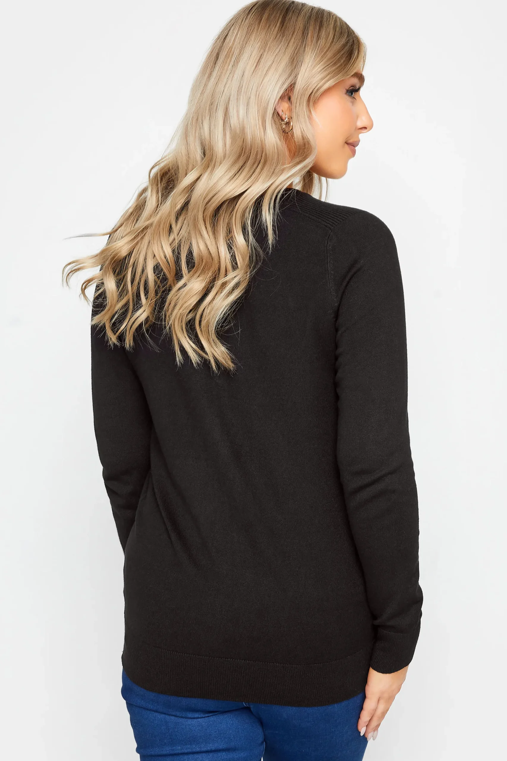 M&Co Womens Black Ribbed Shoulder Cardigan>Women Cardigan