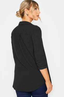 M&Co Womens Black Ribbed V-Neck Shirt><noscript><img width=