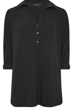 M&Co Womens Black Ribbed V-Neck Shirt><noscript><img width=