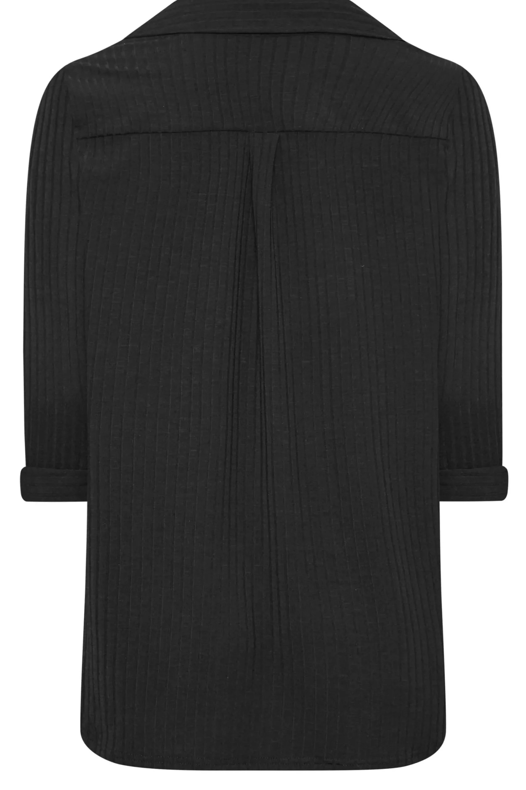M&Co Womens Black Ribbed V-Neck Shirt>Women Shirts
