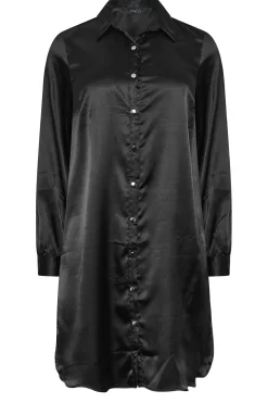 M&Co Womens Black Satin Dipped Hem Shirt><noscript><img width=