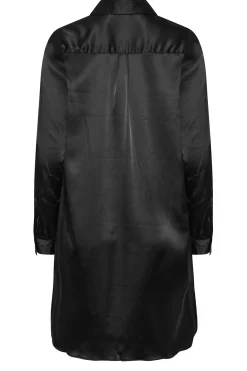 M&Co Womens Black Satin Dipped Hem Shirt><noscript><img width=