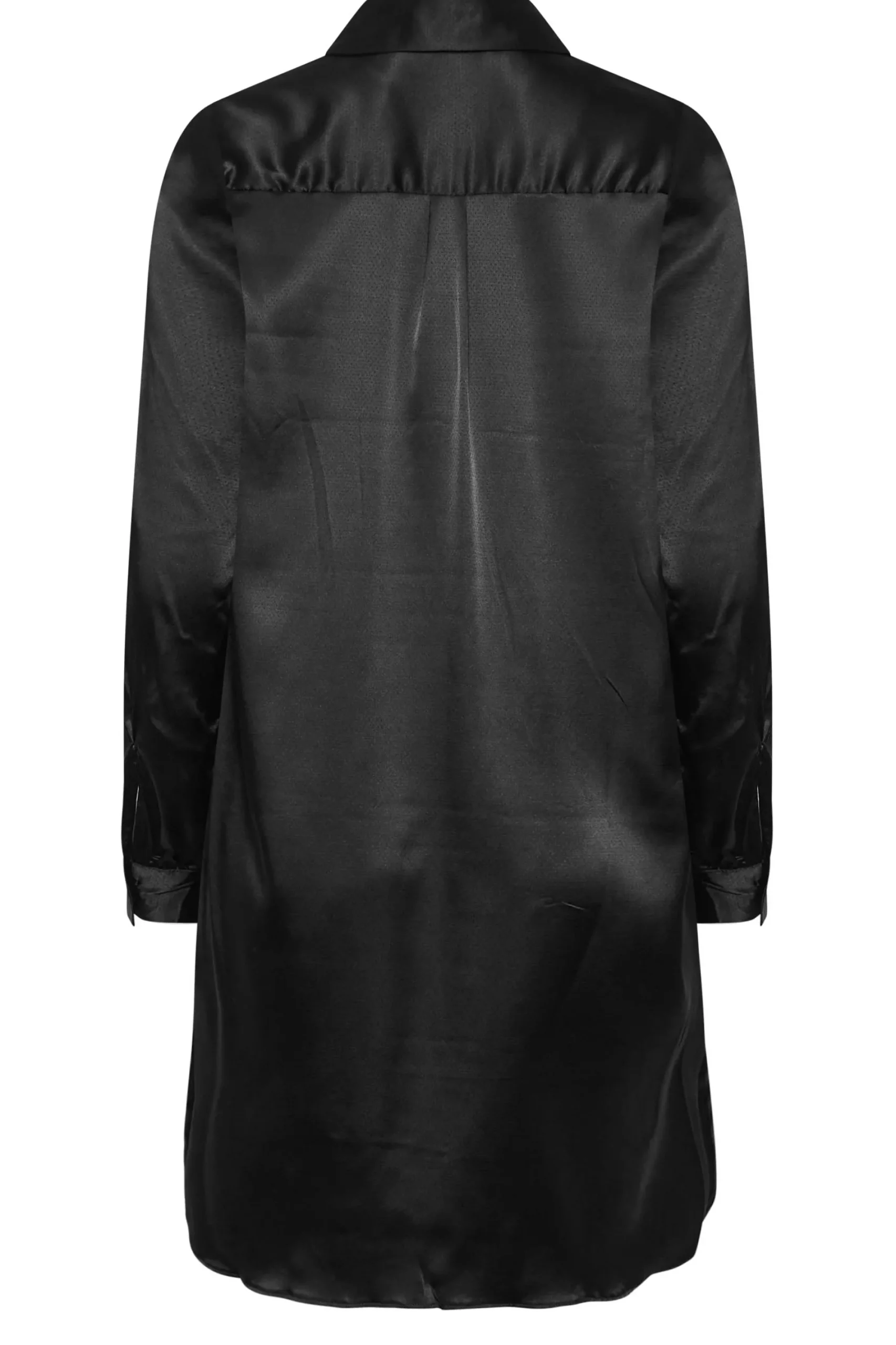 M&Co Womens Black Satin Dipped Hem Shirt>Women Shirts