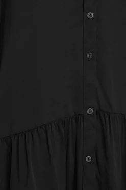 M&Co Womens Black Satin Frill Hem Shirt><noscript><img width=