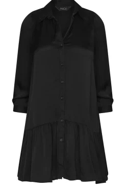M&Co Womens Black Satin Frill Hem Shirt><noscript><img width=