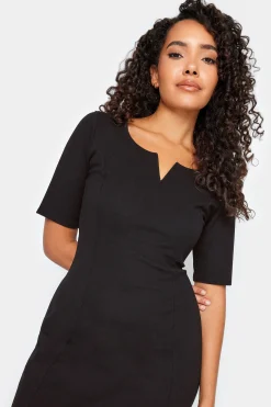 M&Co Womens Black Scuba Notch Neck Midi Dress><noscript><img width=