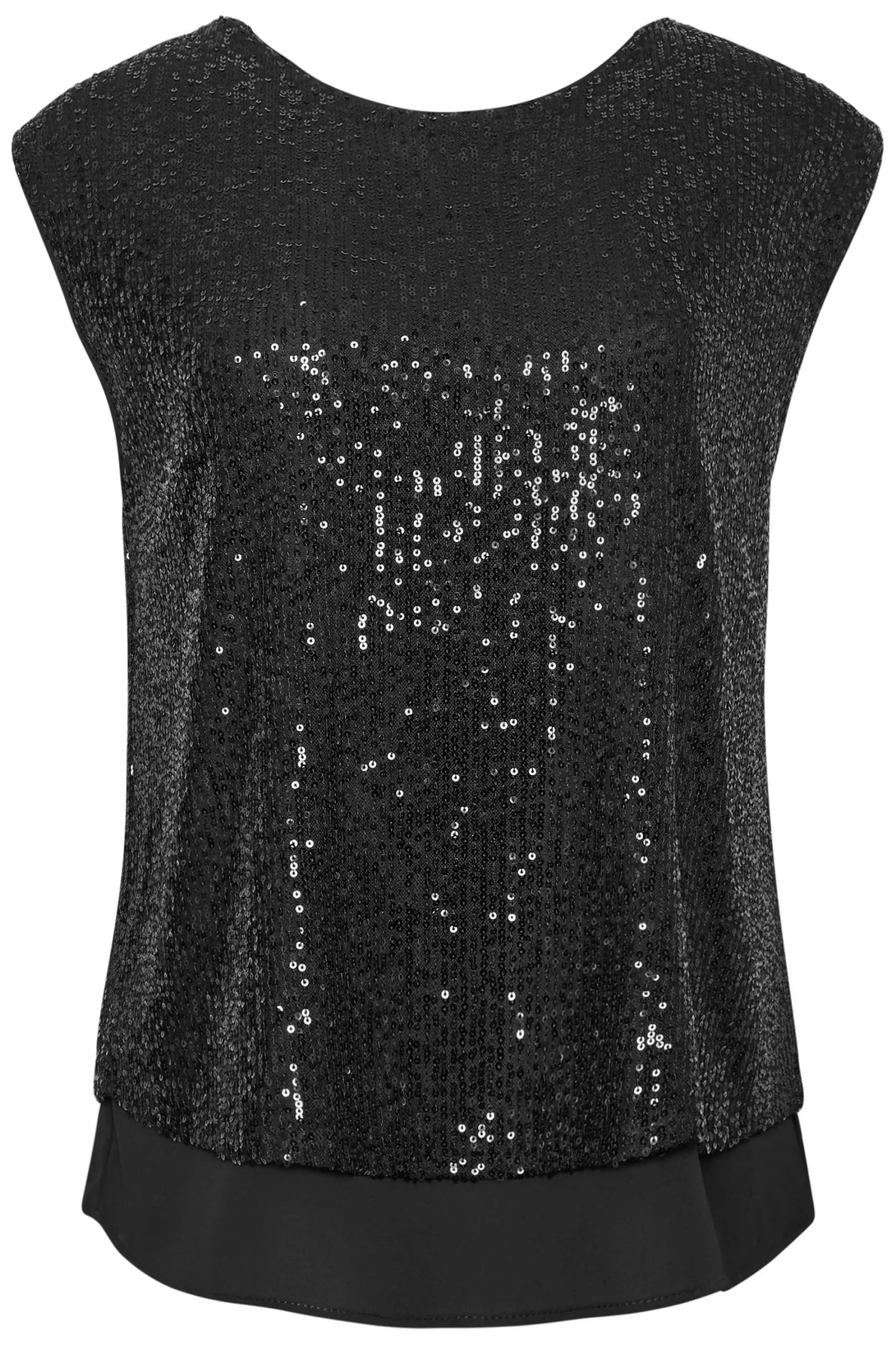 M&Co Womens Black Sequin Tie Back Top>Women Short Sleeve Tops