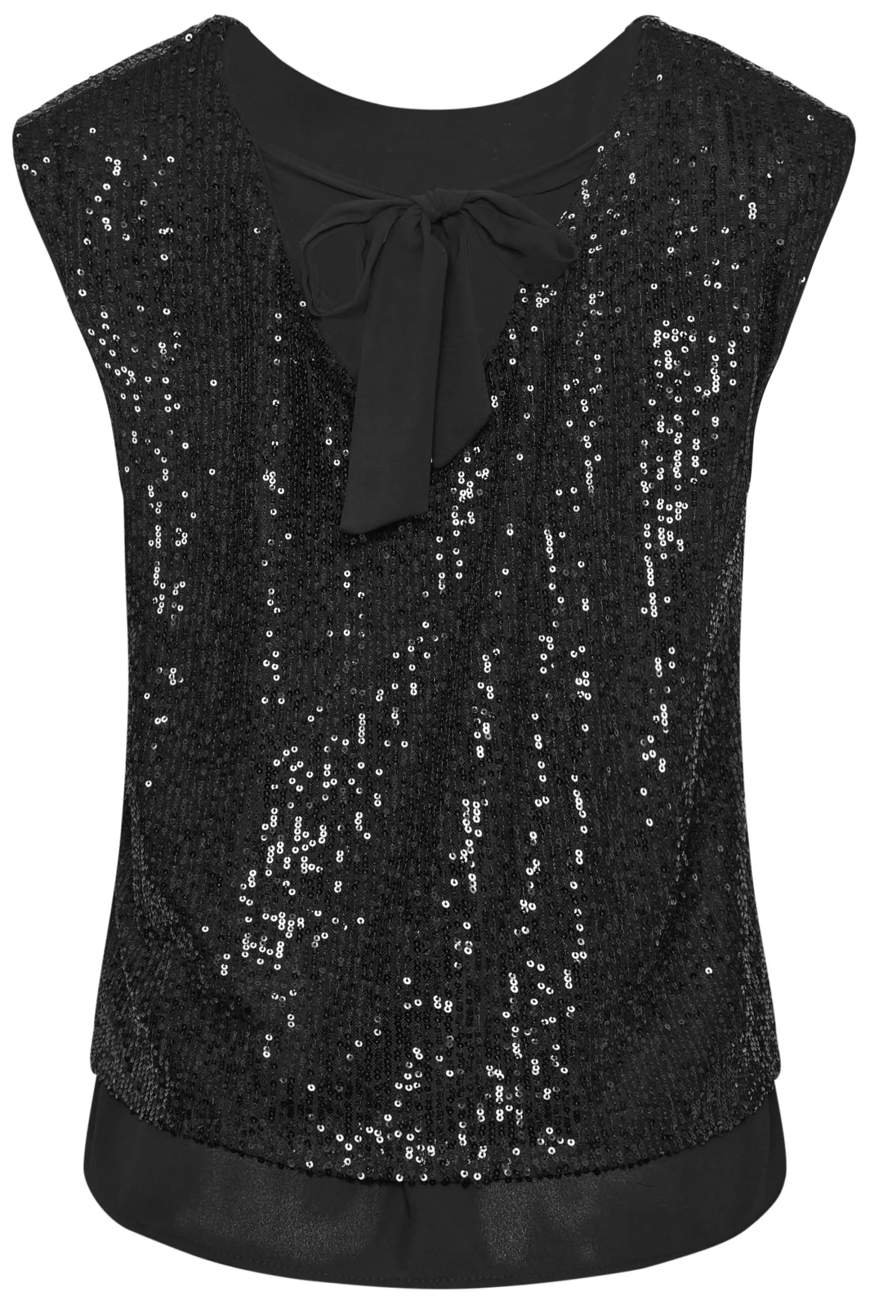 M&Co Womens Black Sequin Tie Back Top>Women Short Sleeve Tops