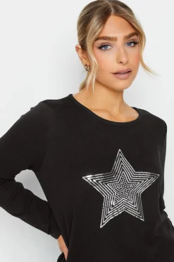 M&Co Womens Black Sequin Star Soft Touch Jumper><noscript><img width=