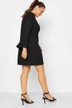 M&Co Womens Black Shimmer Bell Sleeve Mini Dress><noscript><img width=