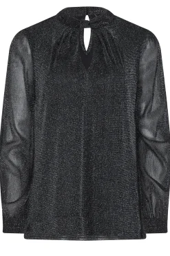 M&Co Womens Black Shimmer Keyhole Blouse><noscript><img width=