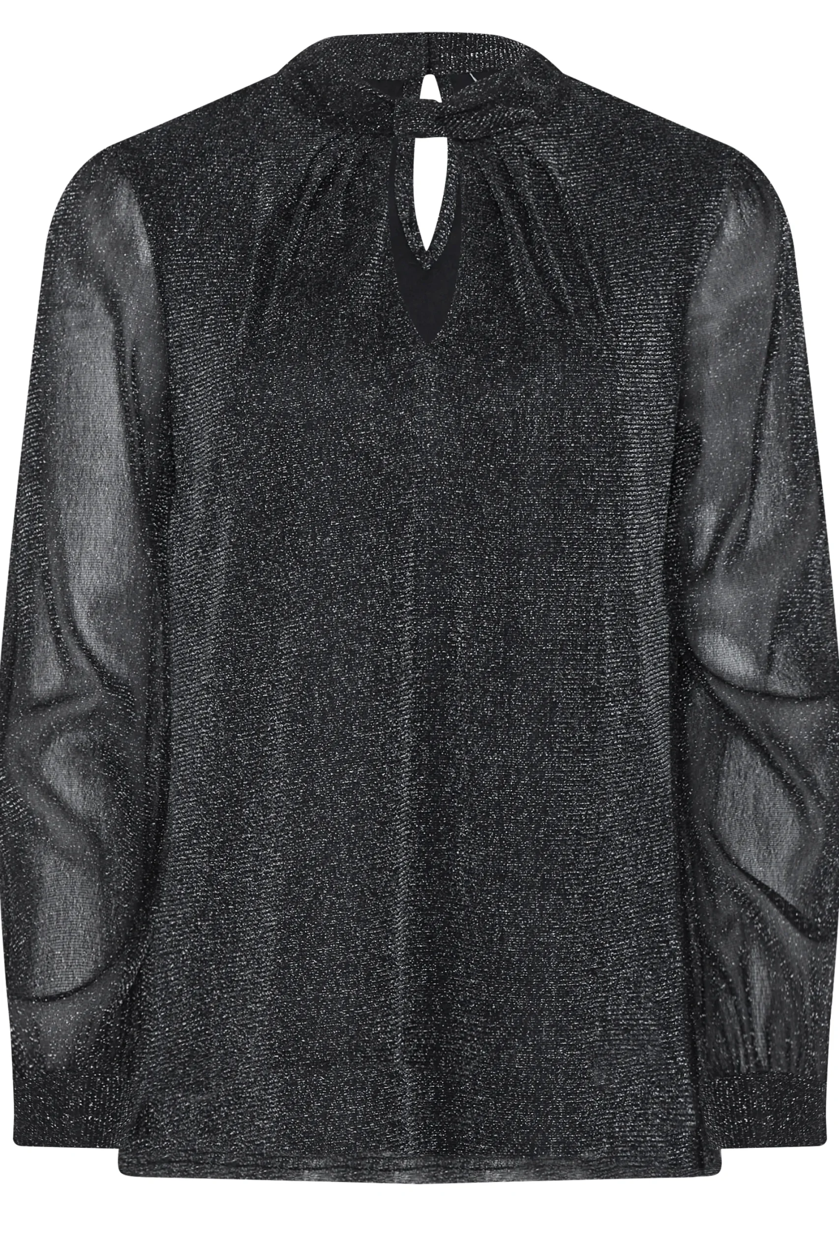 M&Co Womens Black Shimmer Keyhole Blouse>Women Blouses