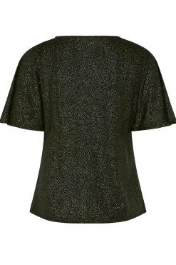 M&Co Womens Black Shimmer Angel Sleeve Wrap Top><noscript><img width=