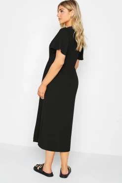 M&Co Womens Black Shirred Waist Button Through Midi Dress><noscript><img width=