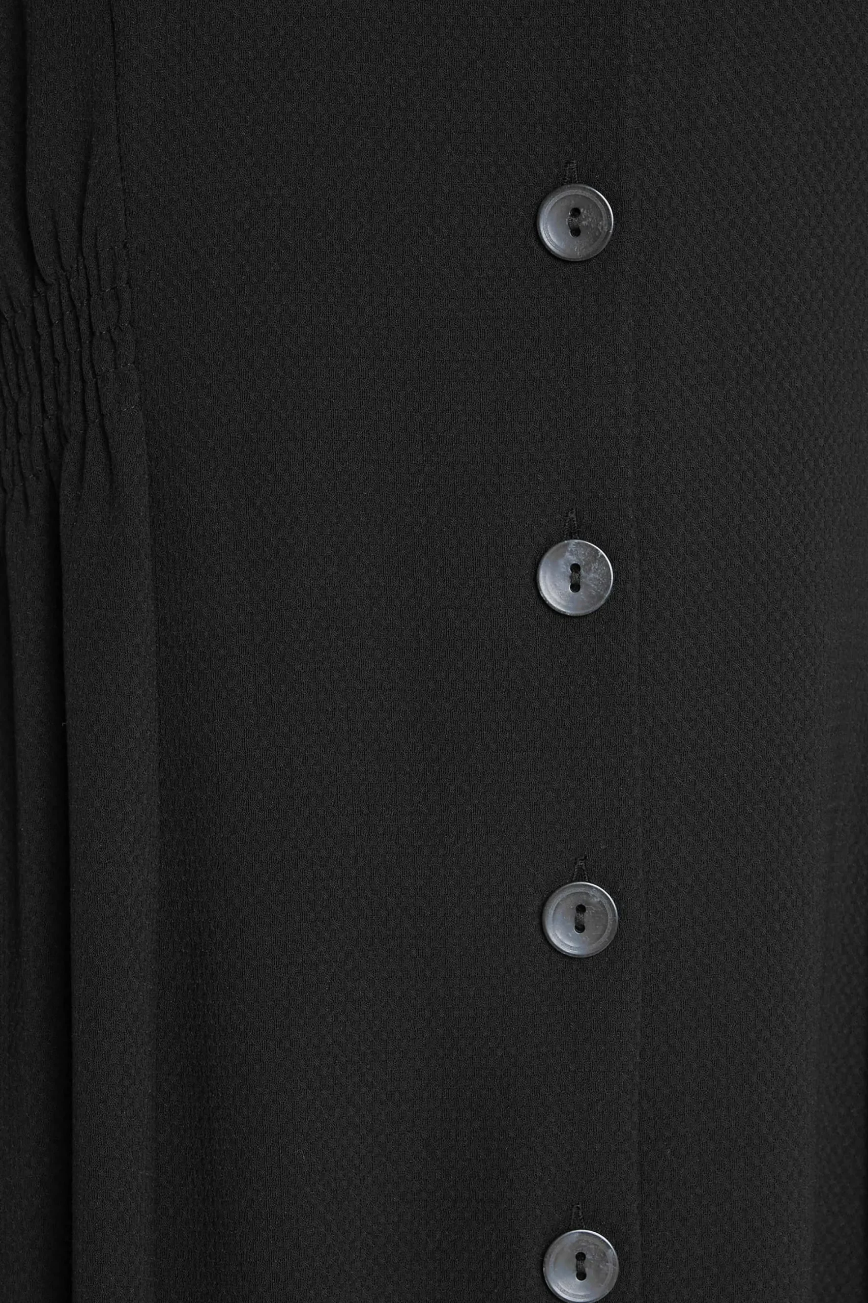 M&Co Womens Black Shirred Waist Button Through Midi Dress>Women Wedding Guest Dresses