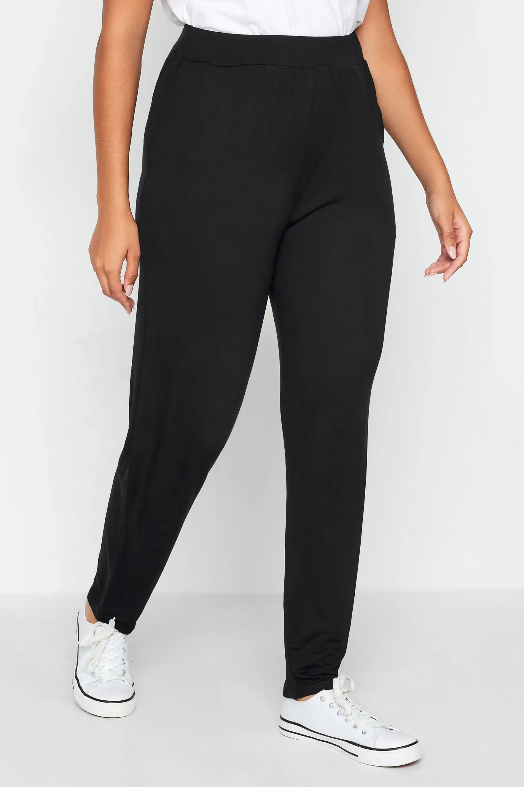 M&Co Womens Black Soft Jersey Hareem Trousers>Women Trousers