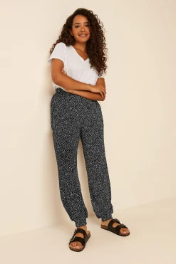M&Co Womens Black Spot Print Harem Trousers>Women Trousers