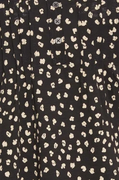 M&Co Womens Black Spot Print Cotton Henley Top><noscript><img width=