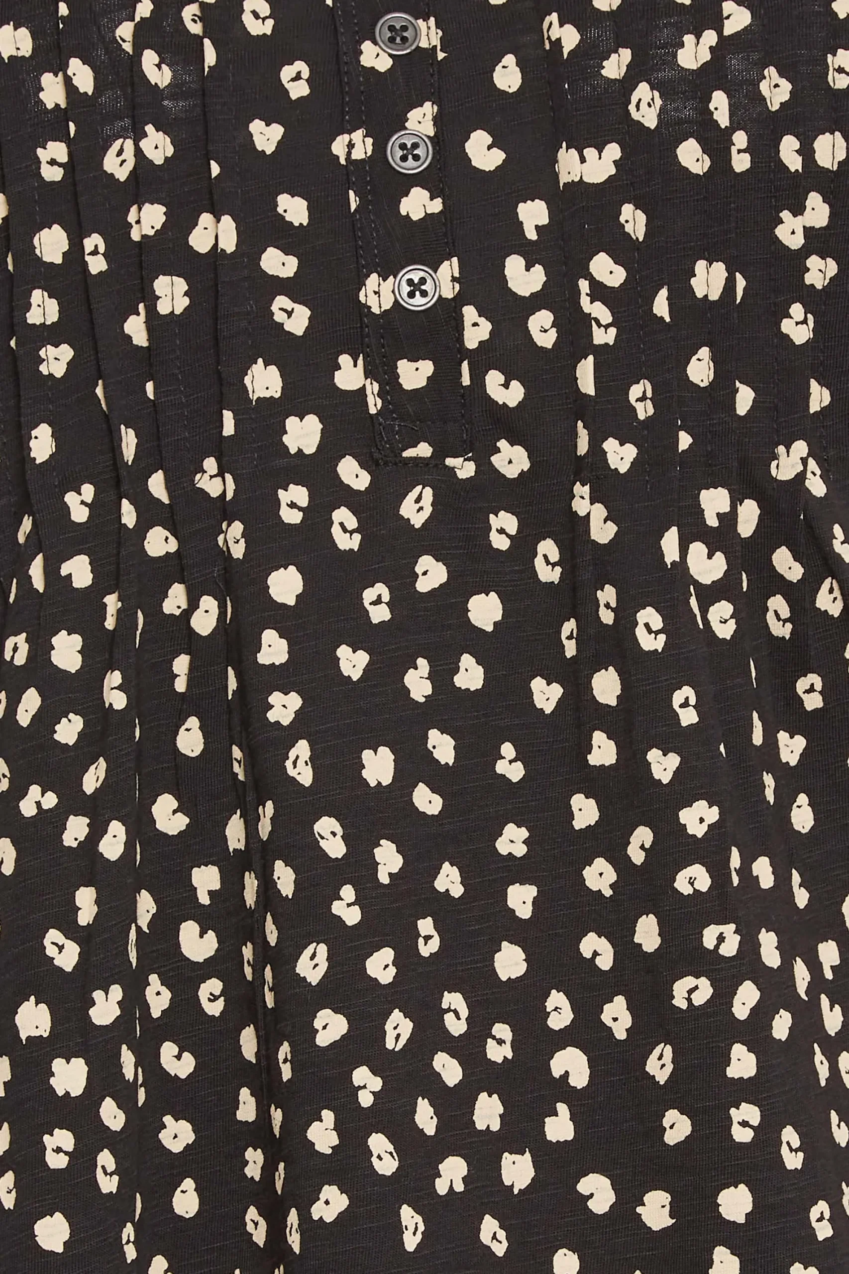 M&Co Womens Black Spot Print Cotton Henley Top>Women Long Sleeve Tops