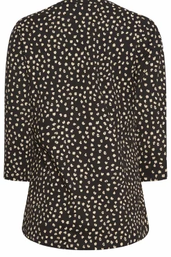 M&Co Womens Black Spot Print Cotton Henley Top><noscript><img width=